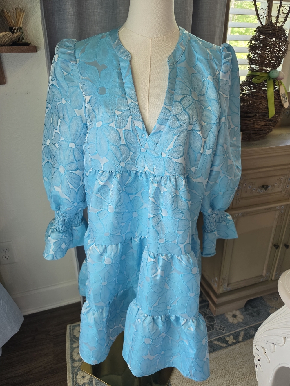 Tuckernuck Pomander Place Blue Daisy Jaquard Kenzo Dress - Picture 2 of 5
